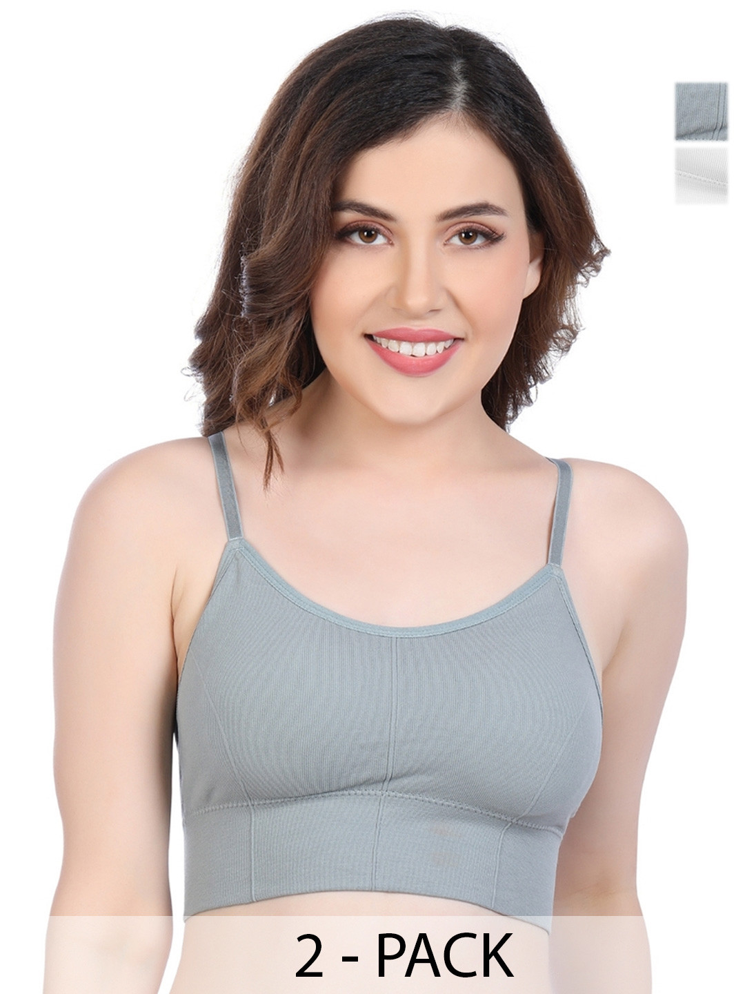SHOPPY VILLA Pack of 2 Full Coverage Lightly Padded Non Wired Sports Bra With All Day Comfort