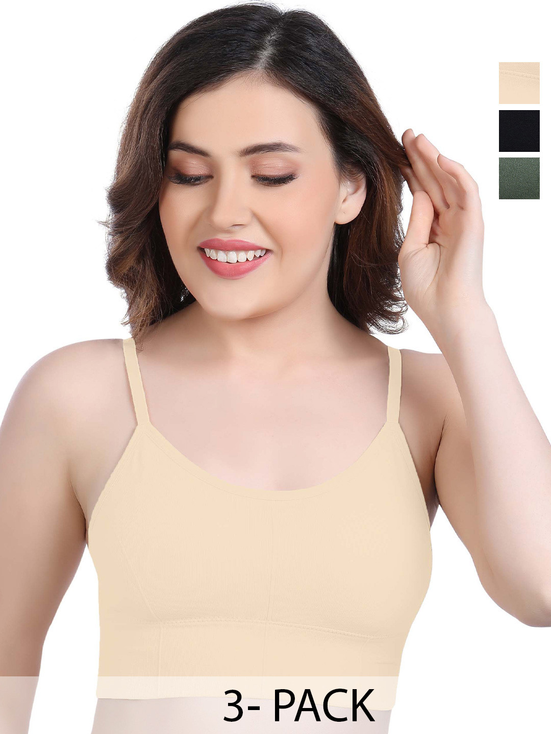 SHOPPY VILLA Pack Of 3 Women Full Coverage Cotton Lightly Padded Sports Bra Pack of 3