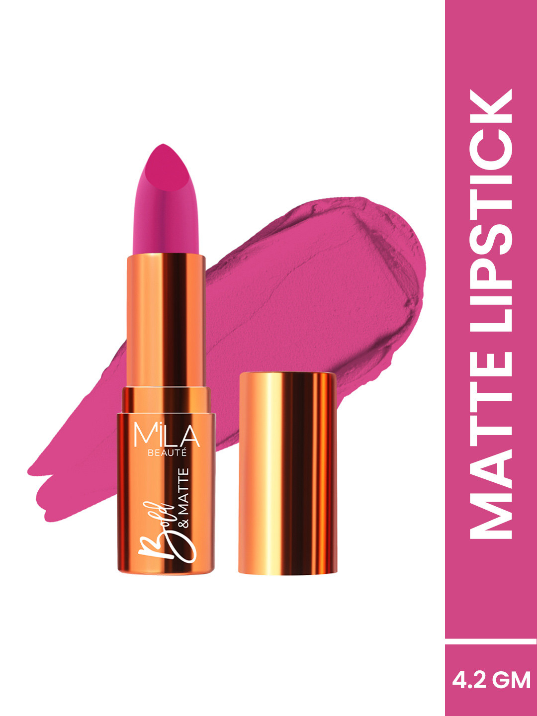 MILA BEAUTE Bold & Matte Lipstick With Jojoba Oil - 4.2 g - Pink Malibu 13