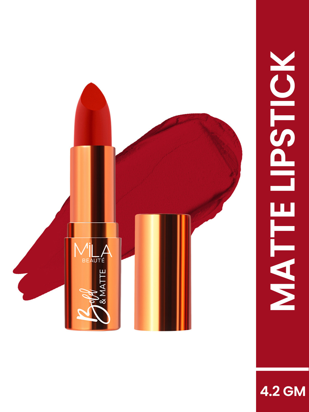 MILA BEAUTE Bold & Matte Lipstick With Jojoba Oil - 4.2 g -  Red Candy 01