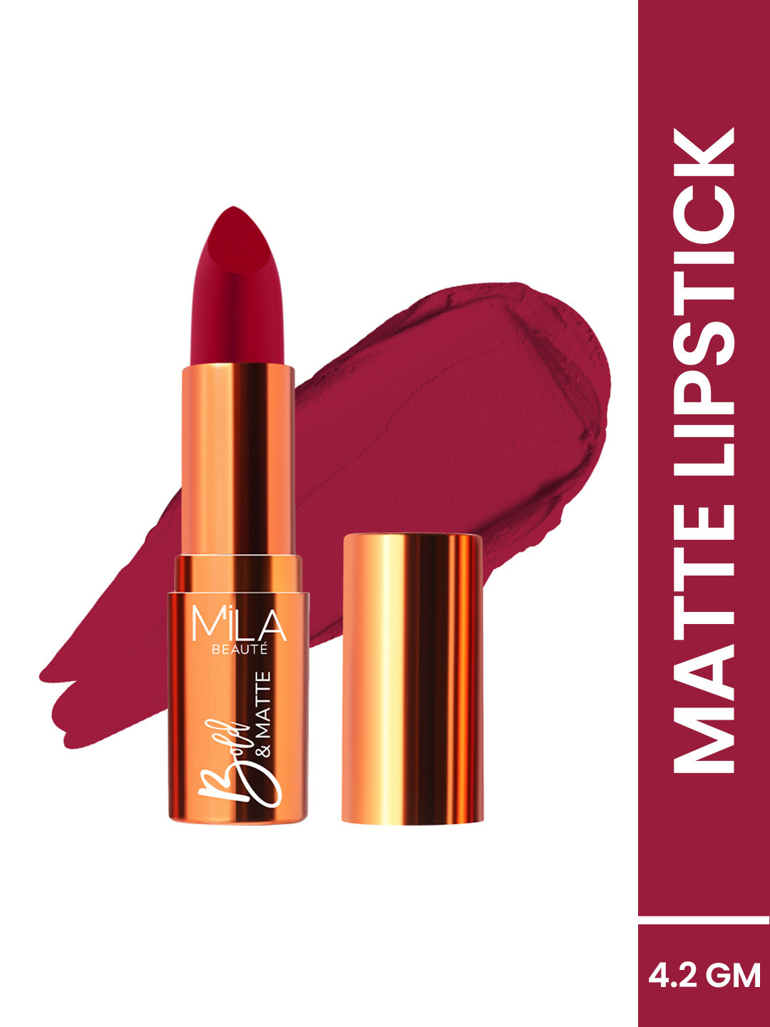 MILA BEAUTE Bold & Matte Bullet Lipstick With Jojoba Oil - 4.2 g - Runway Rose