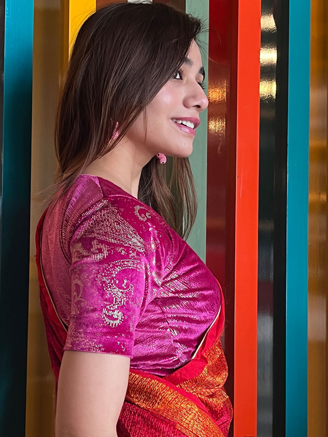 Bindigasm's Advi Embellished Square Neck Stretchable Slip On Blouse