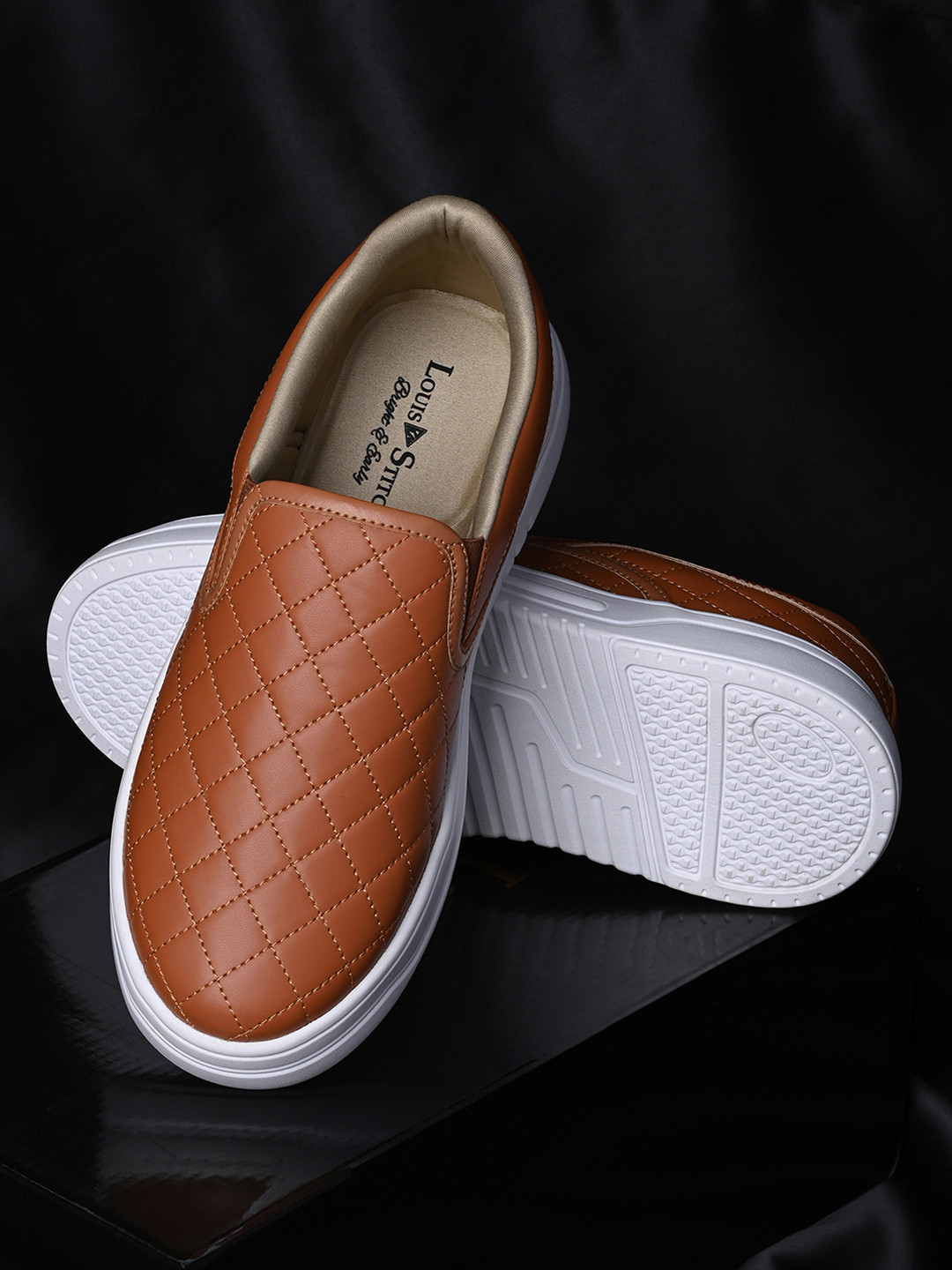 LOUIS STITCH Men American Tan Casual Slip-On Lightweight Sneakers