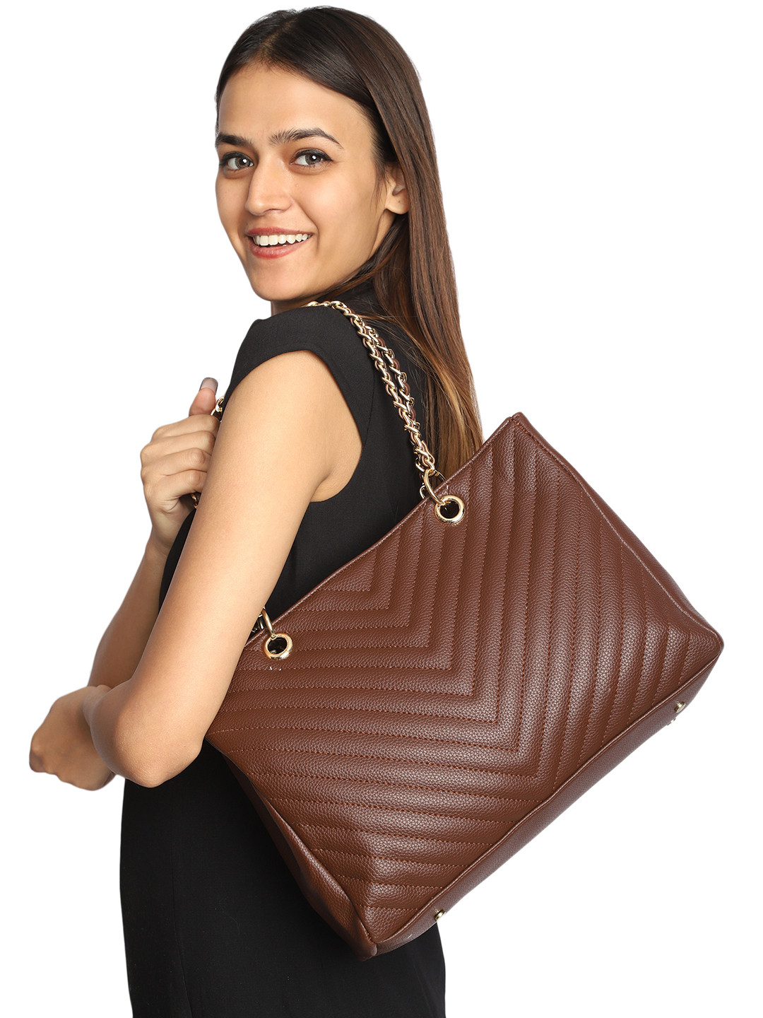 MINI WESST PU Structured Handheld Bag with Quilted