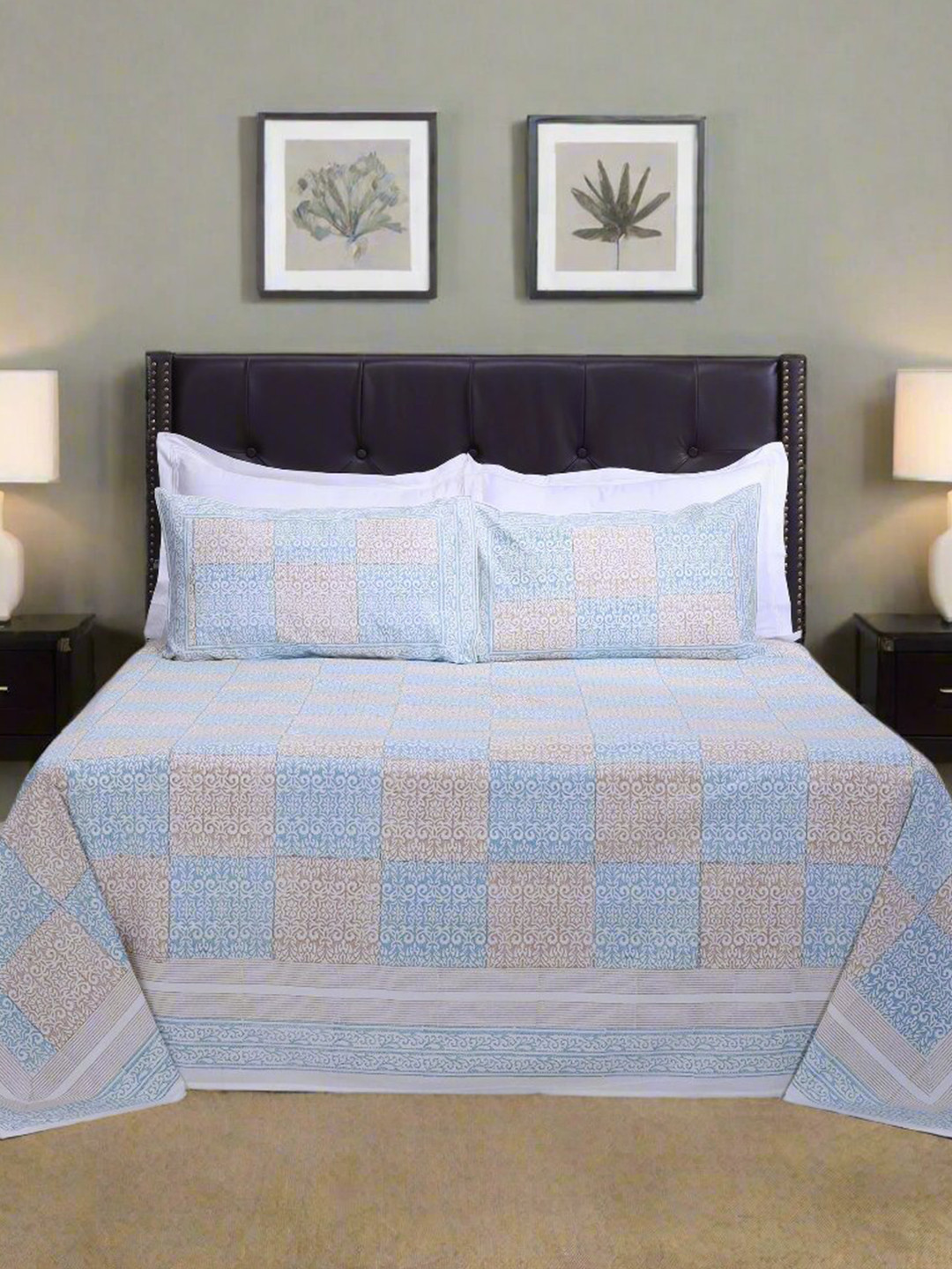 SHAHENAZ Parvati Yellow Floral Cotton 220 TC King Bedsheet with 2 Pillow Covers-106 x 106 inches