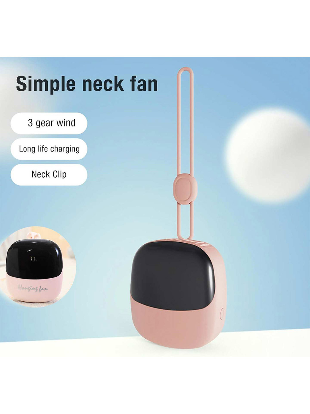 Spiaty Rechargeable Neck Hanging USB Fan
