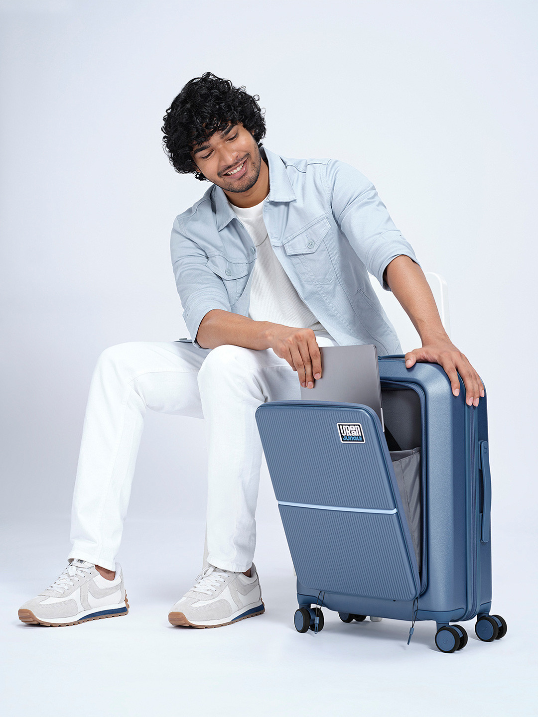 Urban Jungle By Safari Hardside Cabin Front Open Laptop Trolley Suitcase