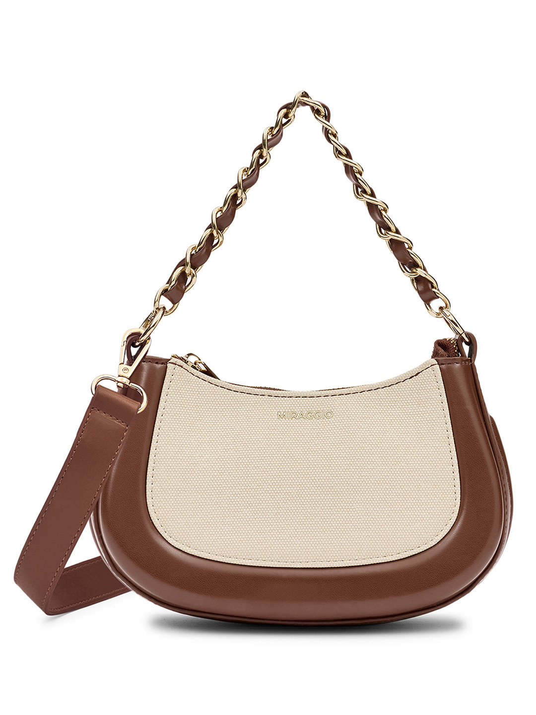 MIRAGGIO Kira Brown Crossbody Bag With Adjustable & Detachable Strap