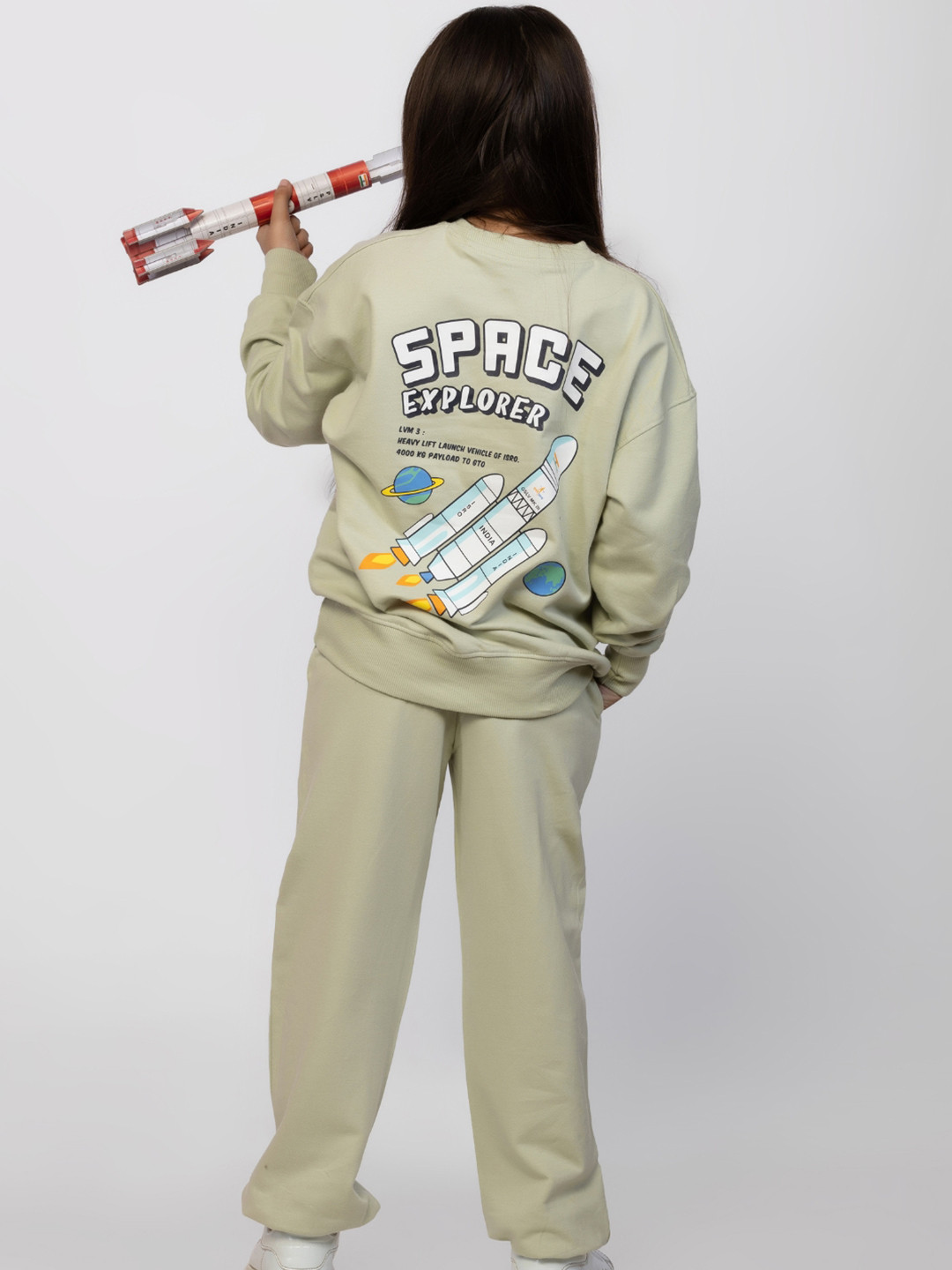 Nap Chief Kids Unisex ISRO SpaceExplorer Printed Pure Cotton Oversized Sweatshirt& Joggers