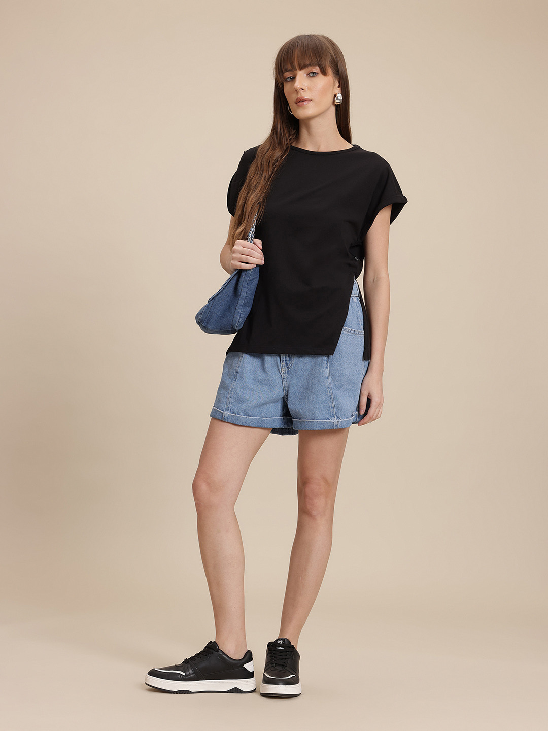 The Roadster Life Co. Side Slit Extended Sleeves Top