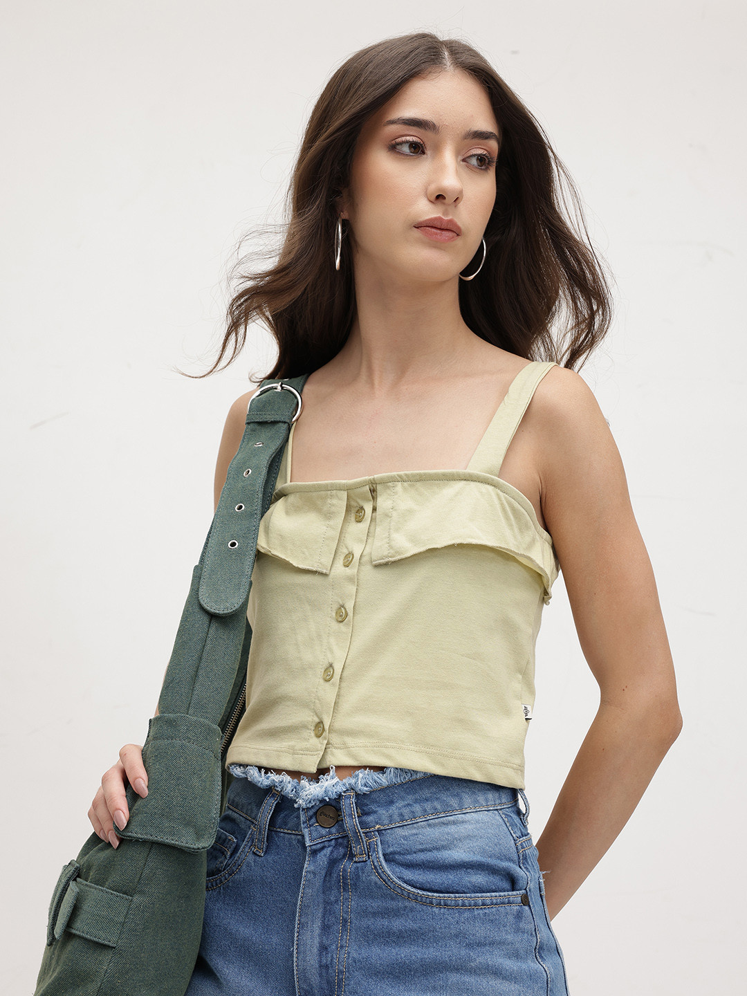 The Roadster Life Co. Shoulder Straps Front-Open Crop Fitted Top