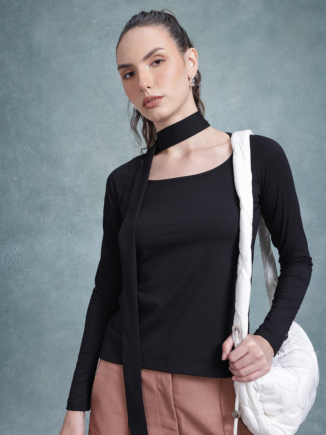 The Roadster Life Co. Scarf Neck Fitted Top