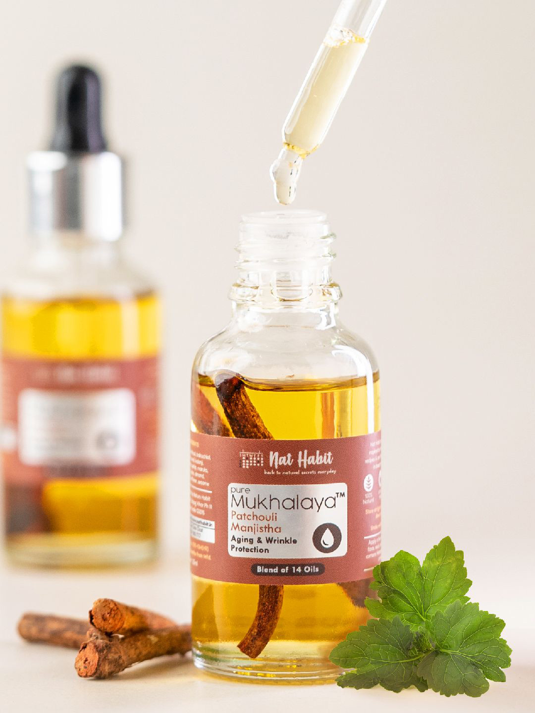 Nat Habit Mukhalaya Patchouli Manjistha Aging & Wrinkle Protection Facial Oil - 15ml