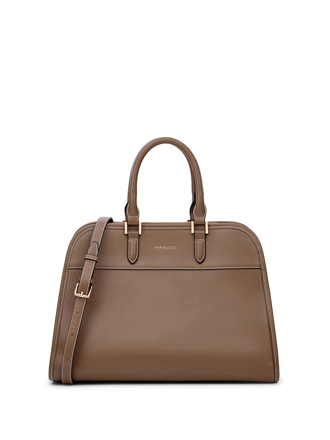 MIRAGGIO Beatrice Taupe Office Crossbody Bag With Adjustable & Detachable Strap