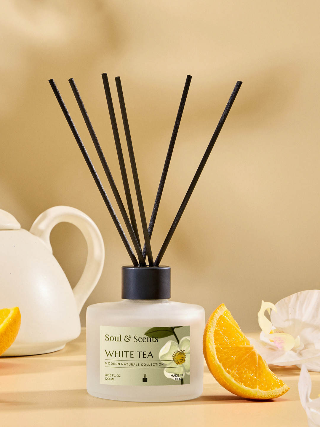 SOUL & SCENTS White Tea Fragrance Reed Diffuser With 6 Pieces Reed Sticks 120 ml