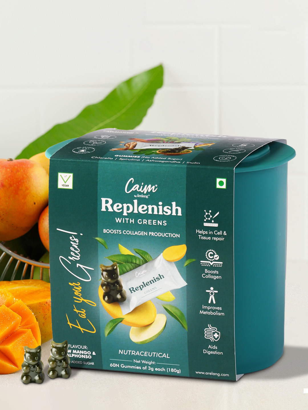 Caim by arelang Replenish With Greens Sugar-Free Gummies - 60 Gummies