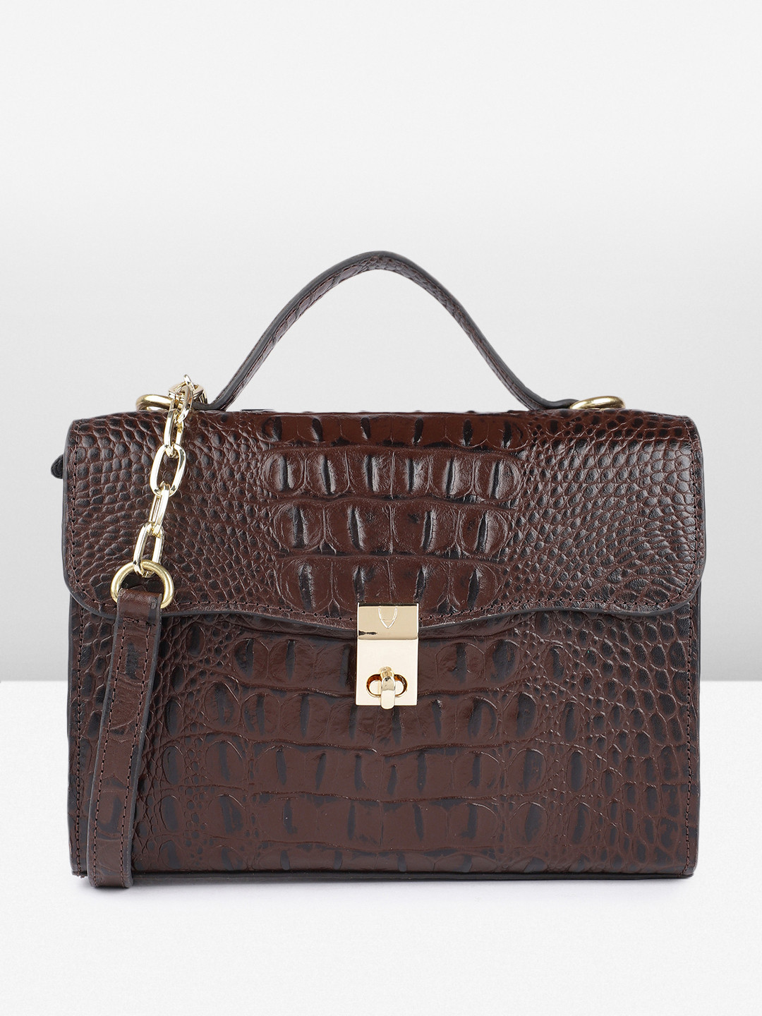 Hidesign ALISSON BABY CROCO Animal Textured Baguette Satchel