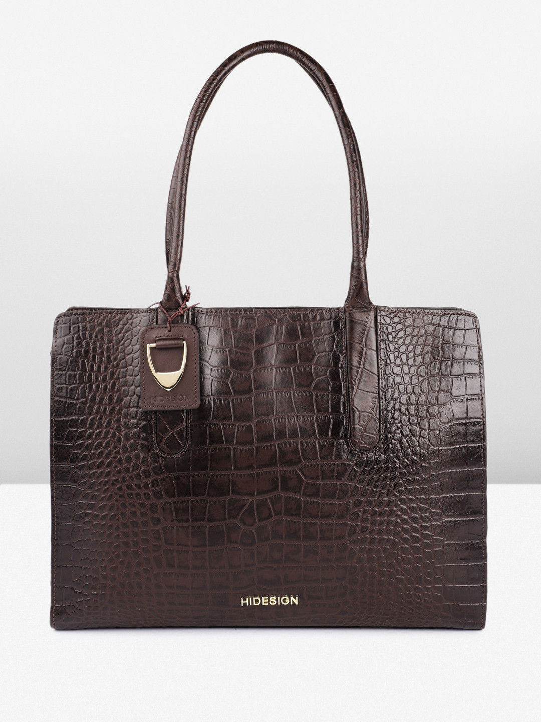 Hidesign ARLETTE 02 SHINY CROCO Animal Textured Structured Shoulder Bag