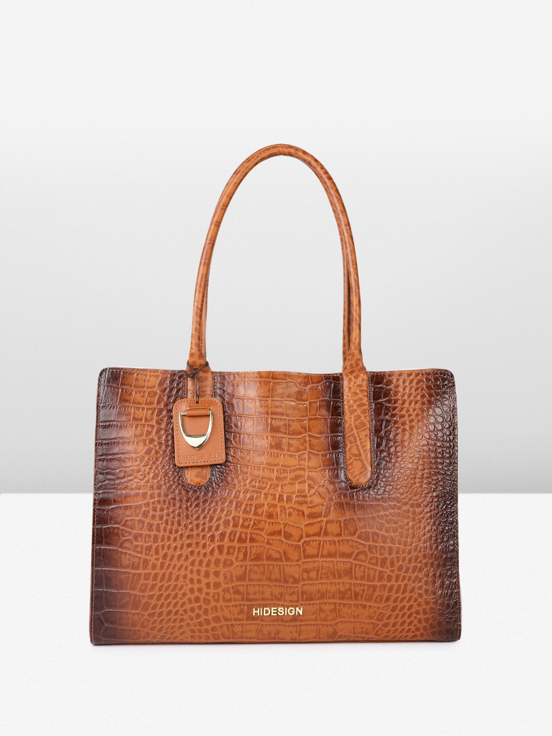 Hidesign ARLETTE 02 SHINY CROCO Animal Textured Structured Shoulder Bag