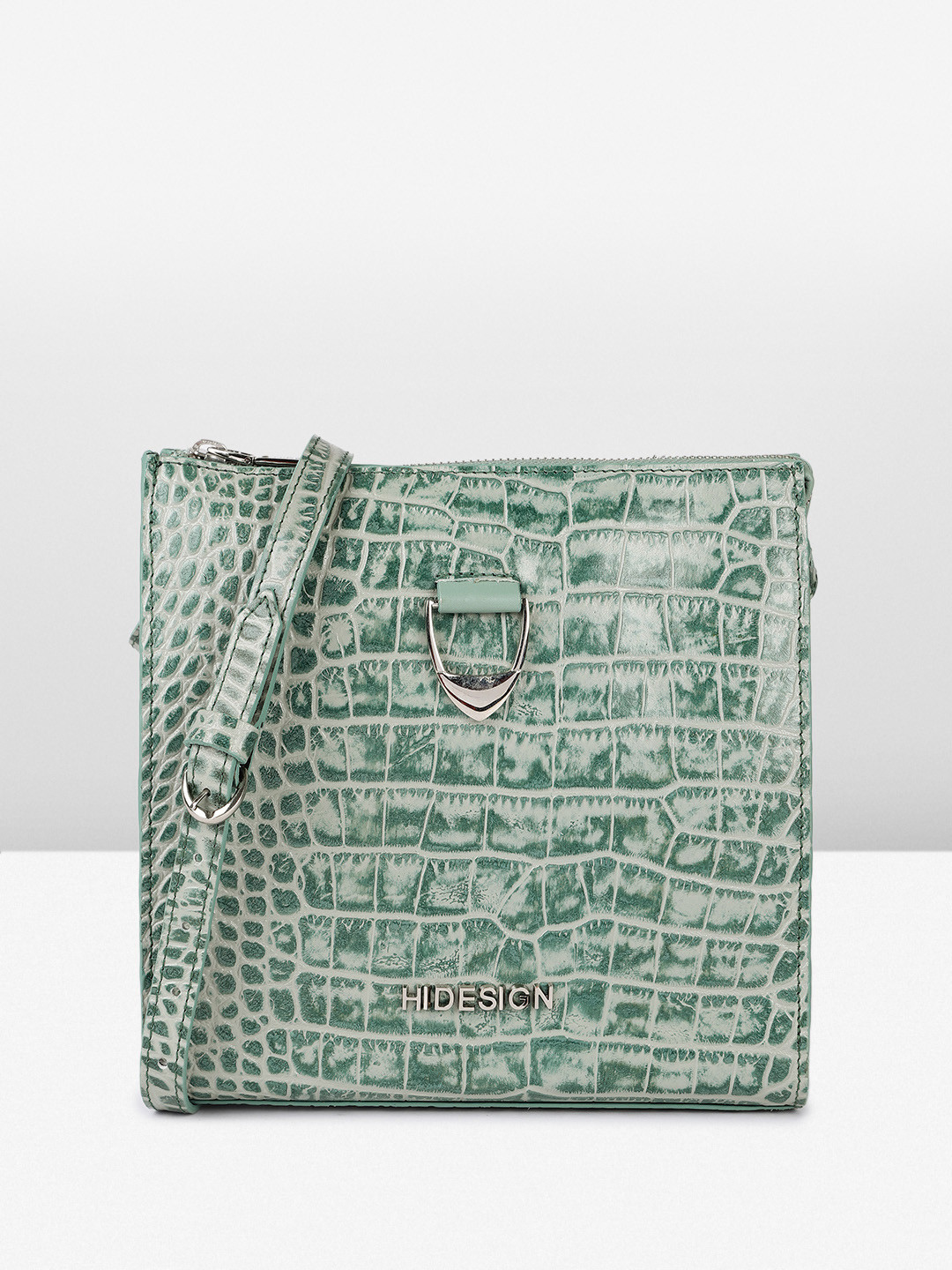 Hidesign CAMILLE 01 SHINY CROCO Animal Textured Structured Sling Bag