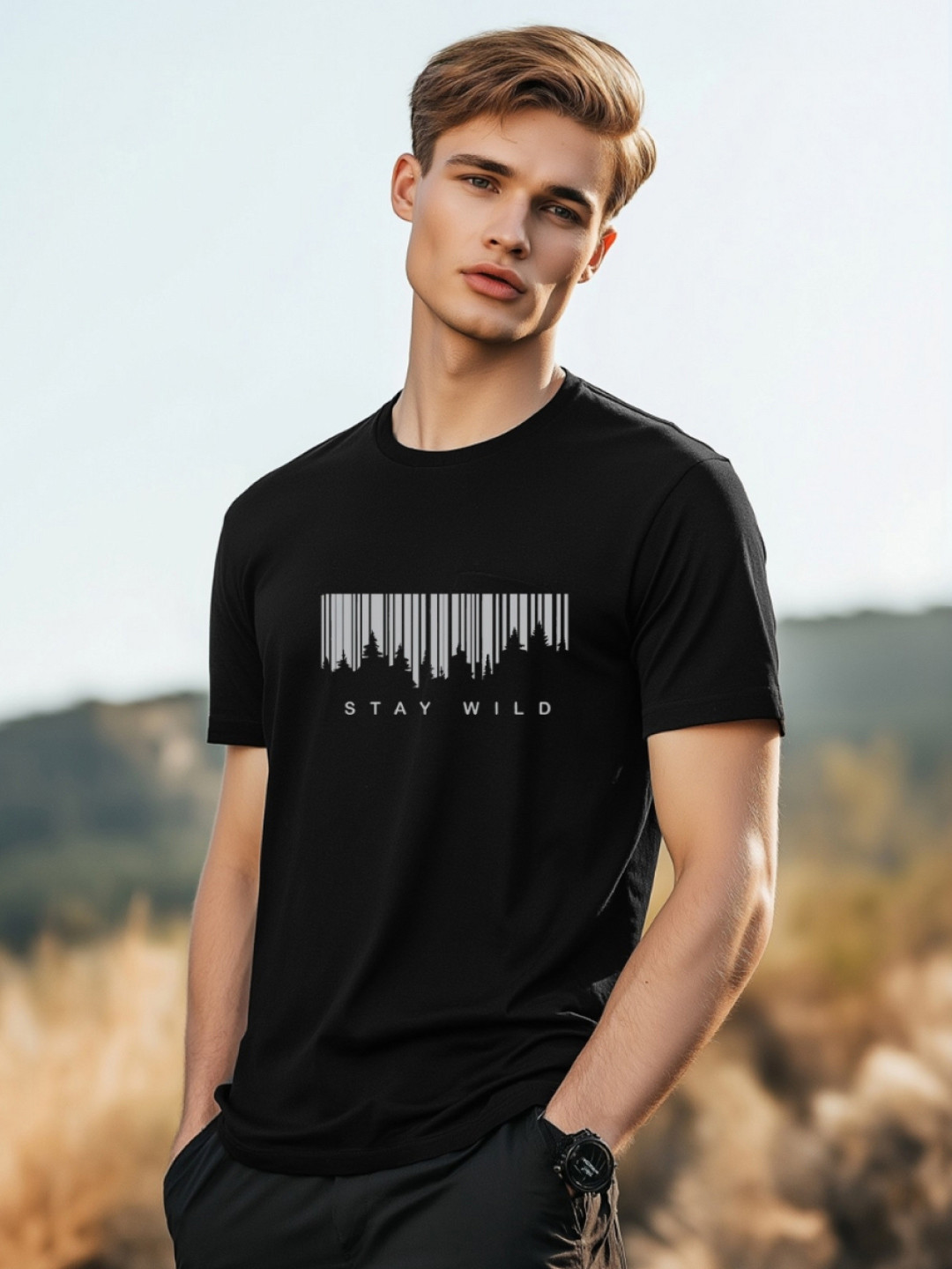 NOBERO Pure Cotton Graphic Round Neck Short Sleeves T-shirt