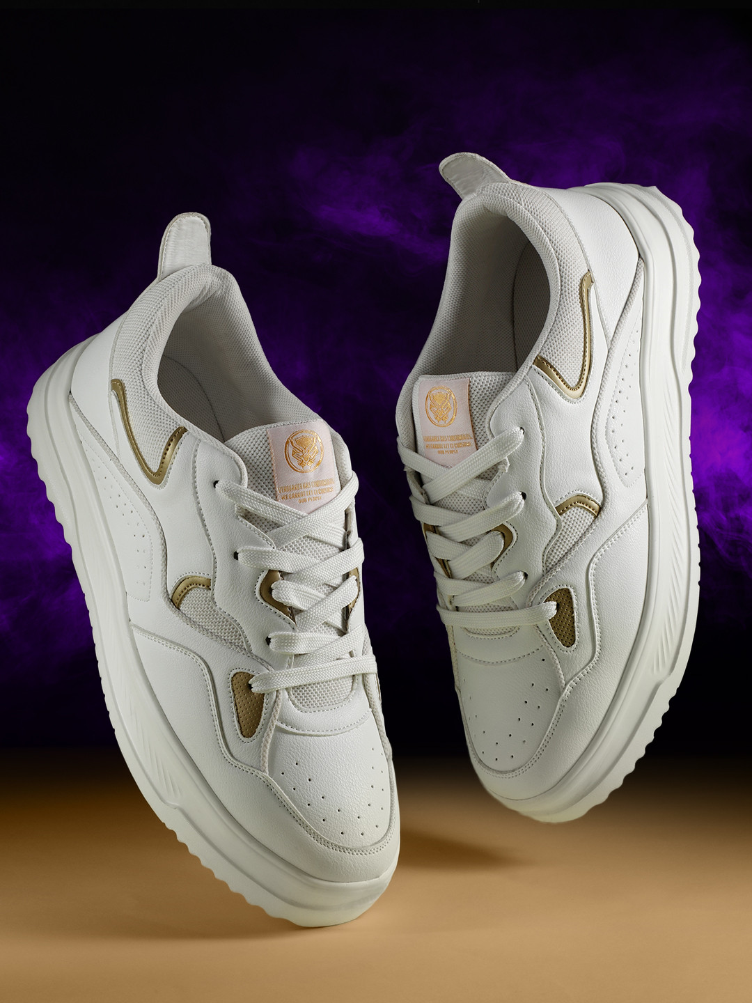 MARVEL STREET Men Perforated Detail Black Panther Sneakers