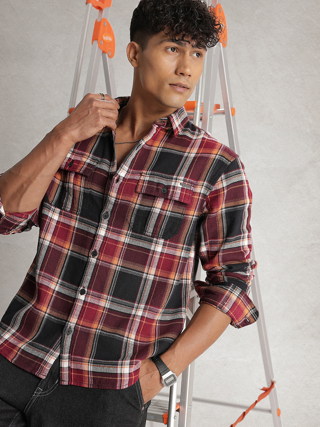 WROGN Comfort Checked Pure Cotton Casual Regular Fit Shirt