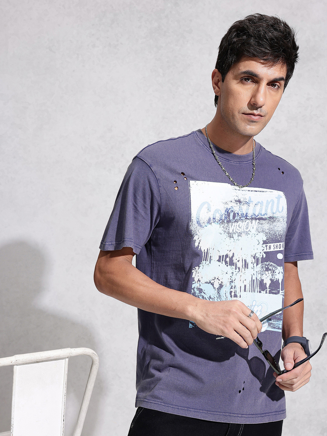 WROGN Oversized Fit Graphic Printed Pure Cotton T-shirt