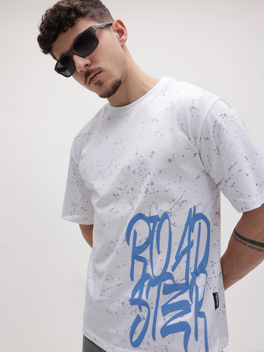The Roadster Life Co. Puff Print Relaxed Fit Pure Cotton T-shirt