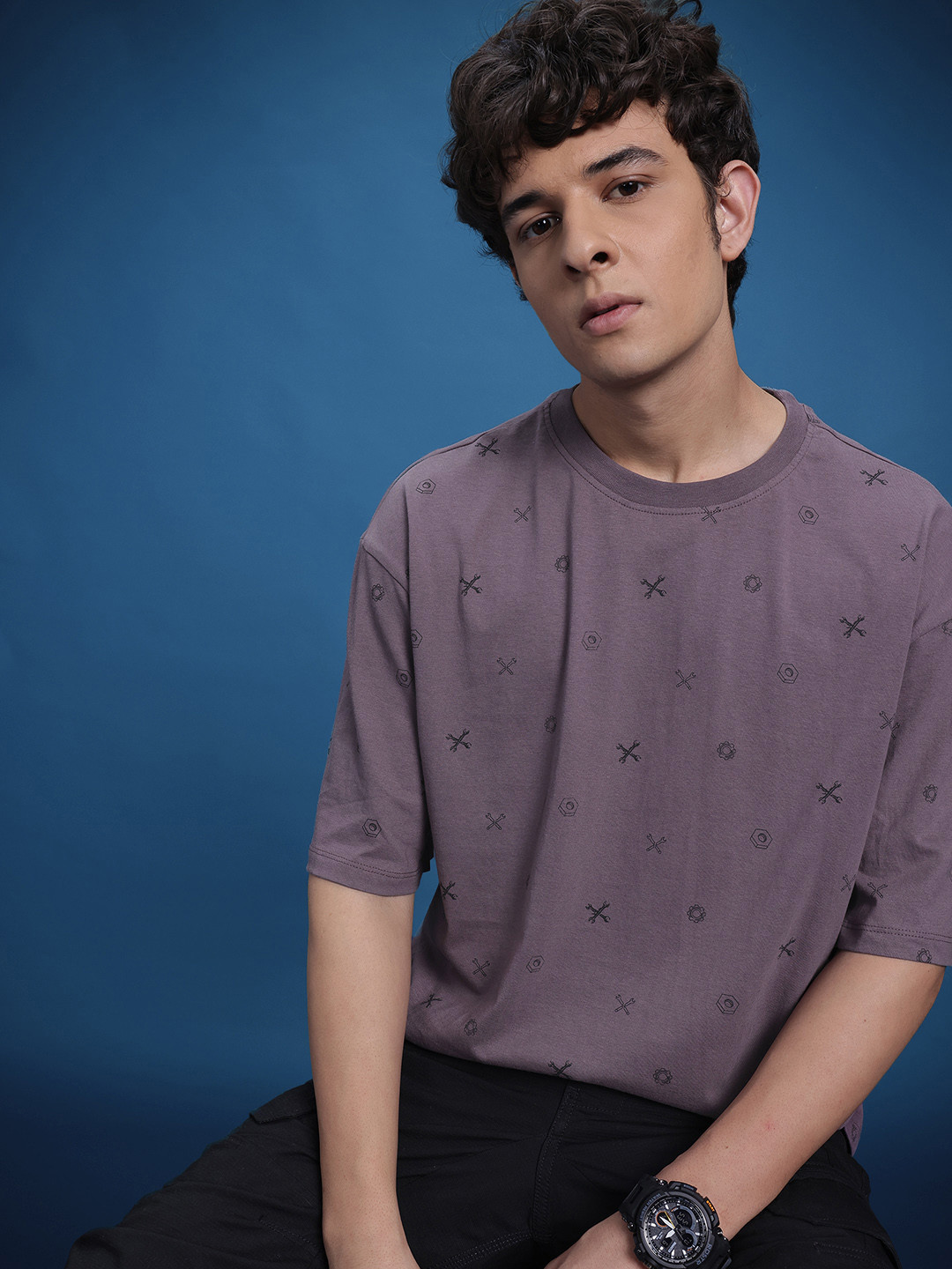 The Roadster Life Co. Printed Relaxed Pure Cotton T-shirt