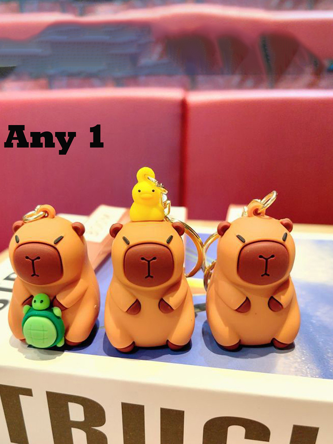 Flenzy  Mini Capybara Doll keychain With Silicone Belt