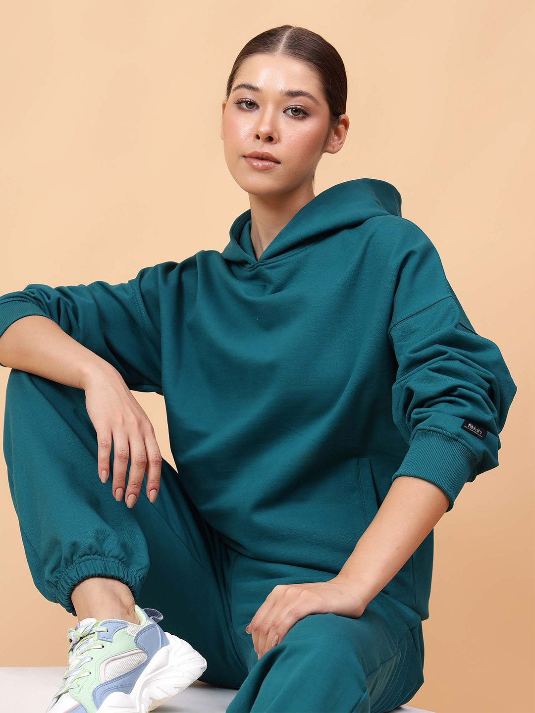 Fitkin Women Solid  Cozy Core Fleece Hoodie