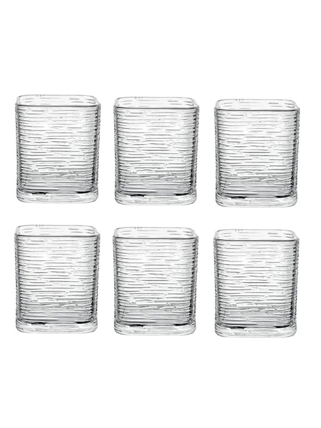MELBIFY Transparent 6 Pieces Japanese Wave Whiskey Glass 370ml