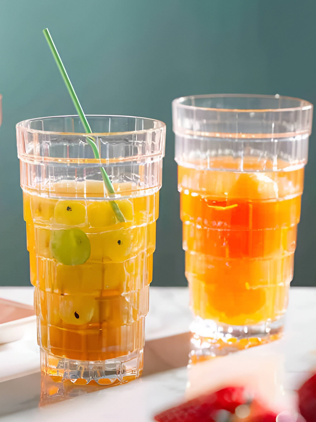 MELBIFY Transparent 6 Pieces Textured Mojito Glasses 350ml