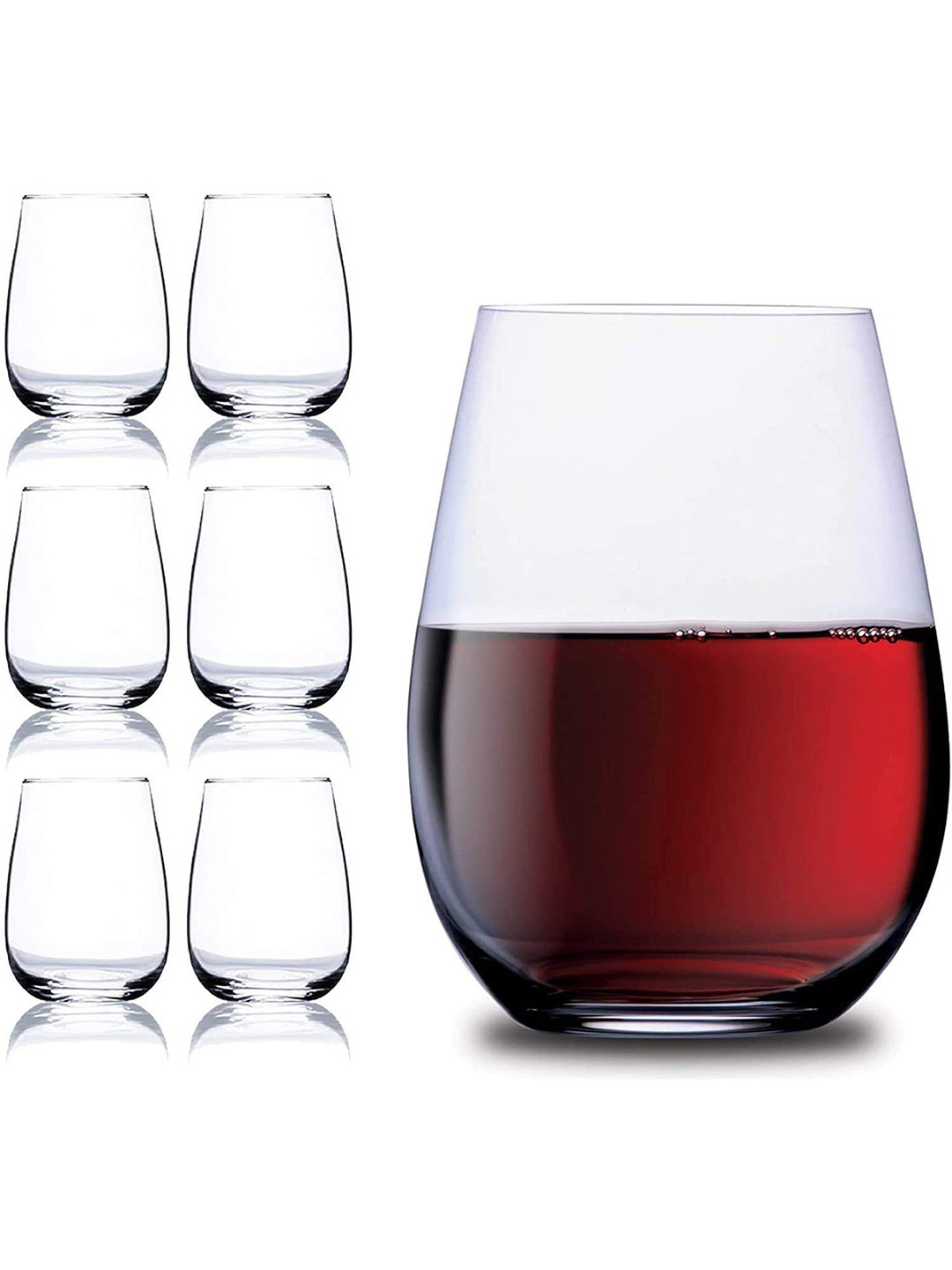 MELBIFY Transparent 6 Pieces Stemless Wine Glass 550 ml