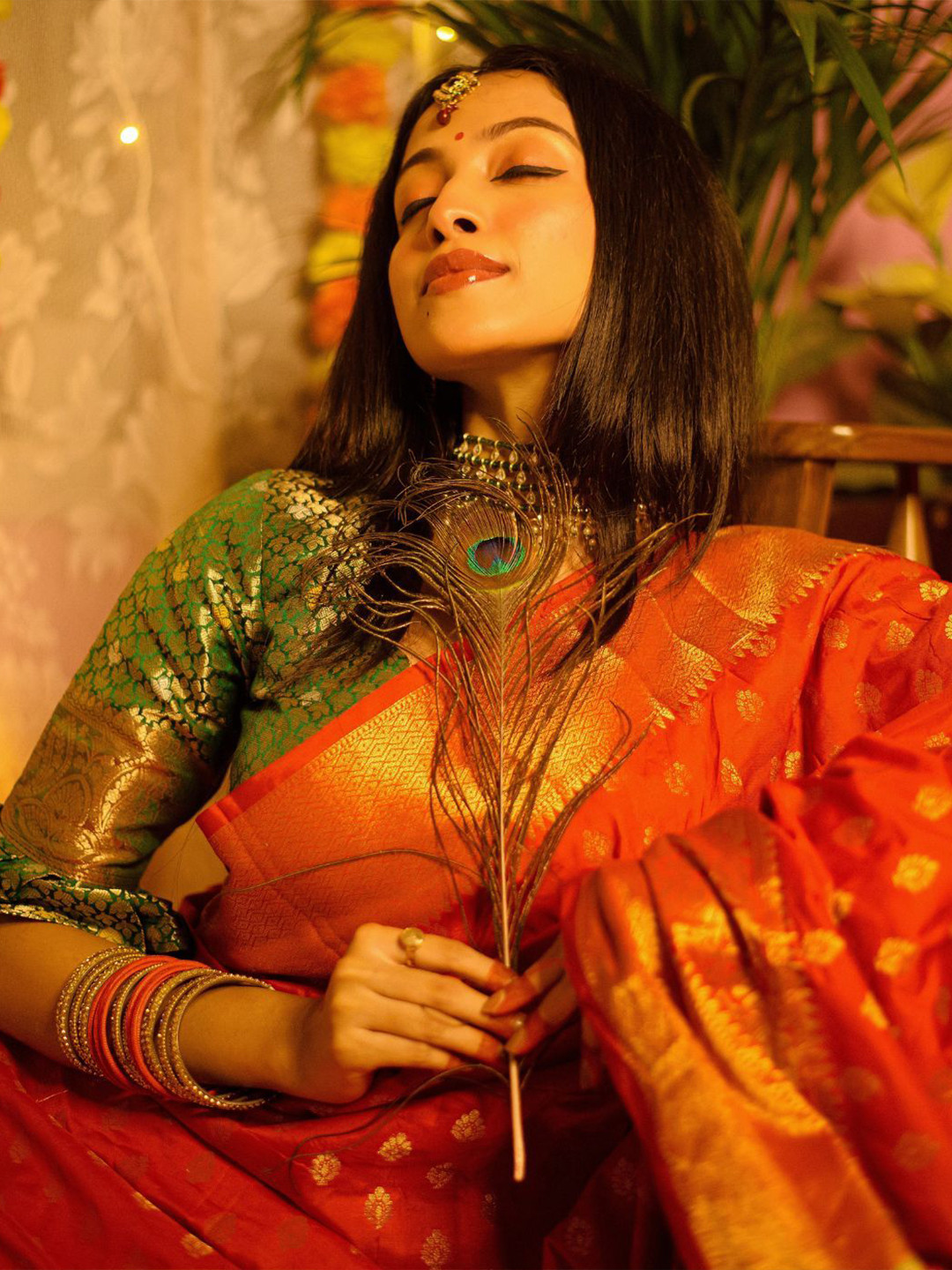 KALINI Floral Silk Blend Banarasi Saree