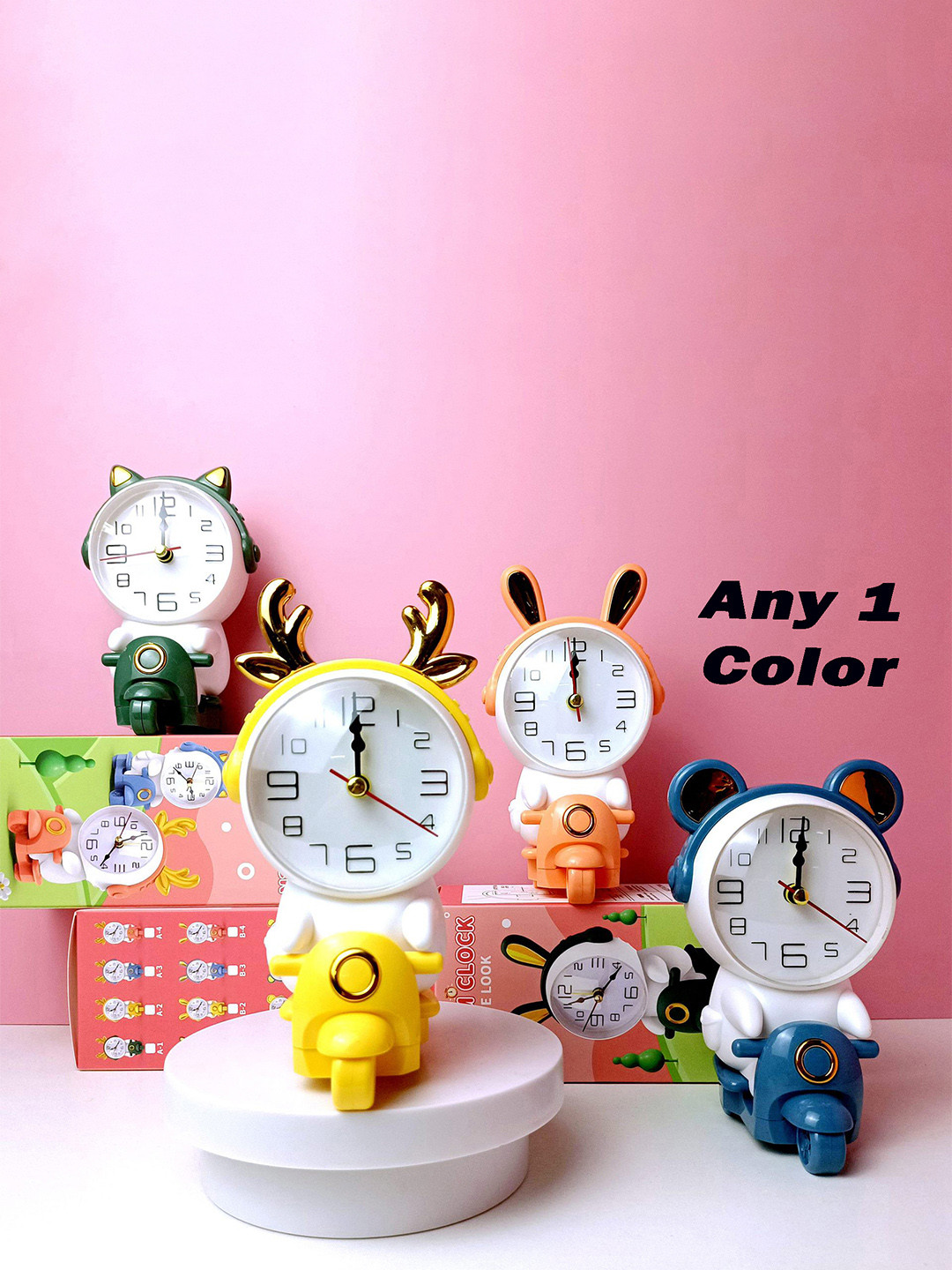Spiaty White Plastic Quirky Battery Analogue Alarm Clock