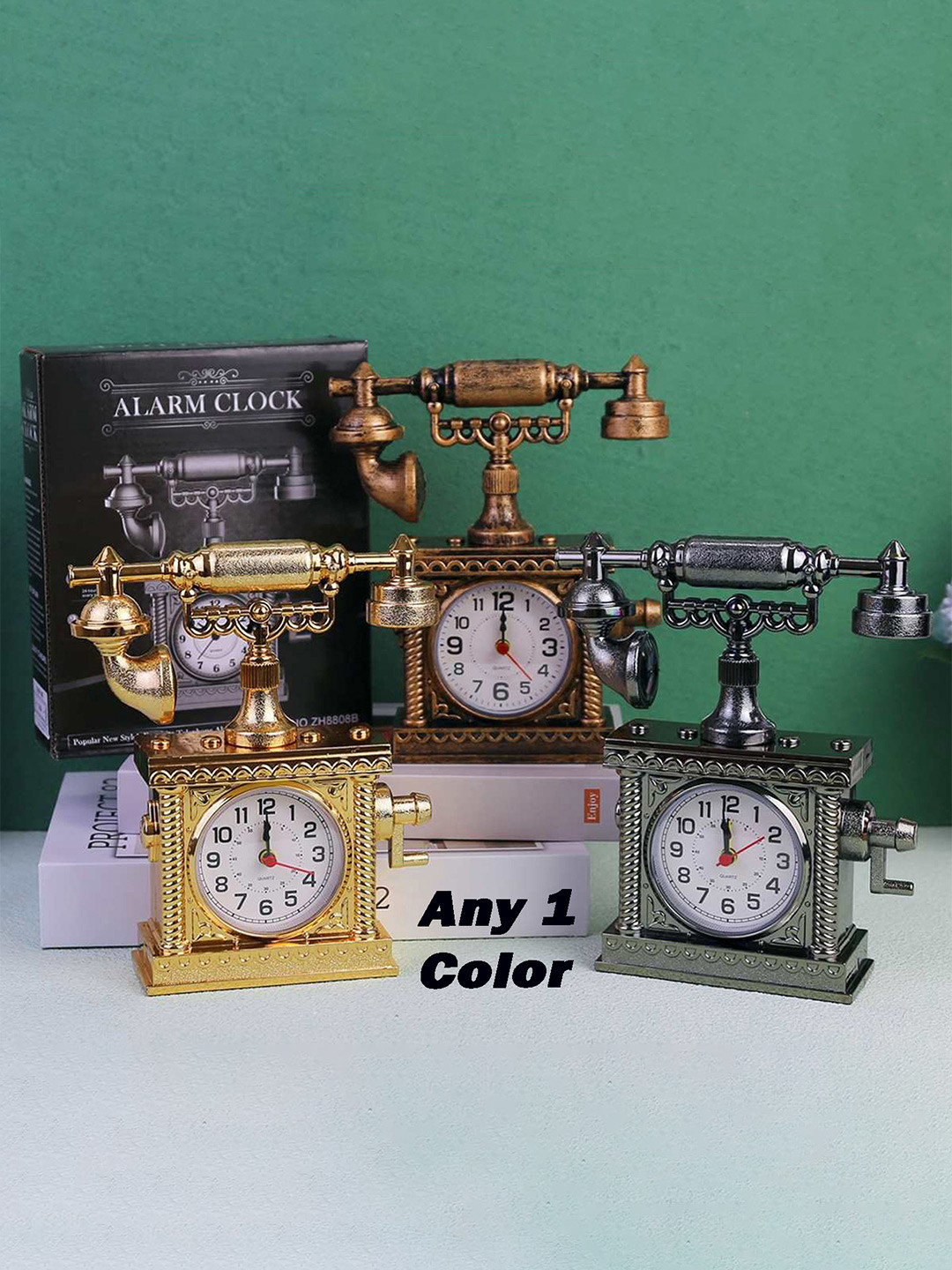 Spiaty Gold-Toned & White Vintage Alarm Clock