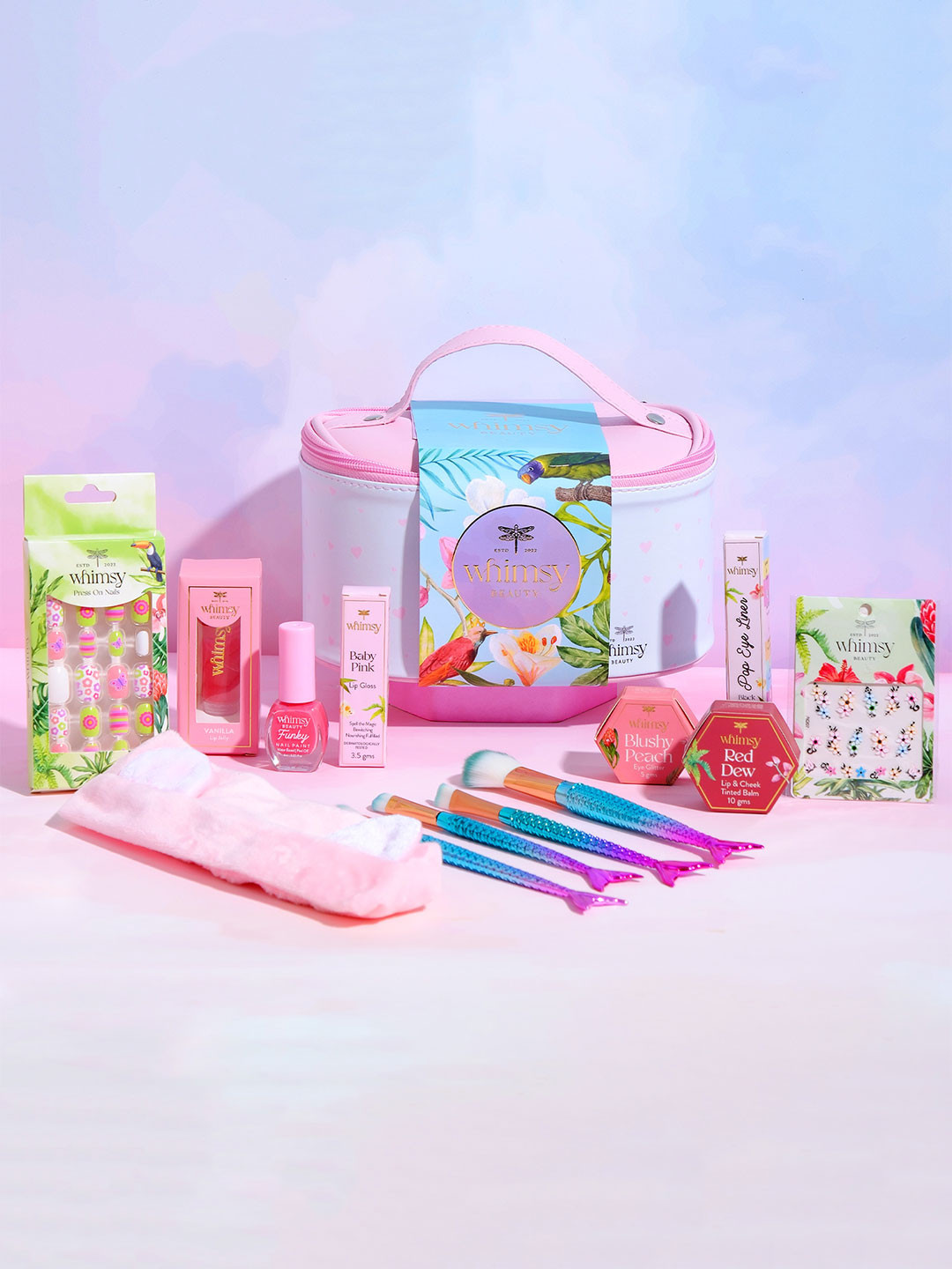 Whimsy Beauty Girls Set Of 13 Safe & Organic Unicorn Travel Beauty Kit - Pink