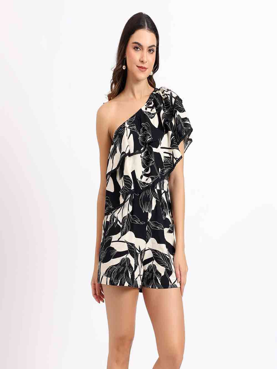 Saint G Print Flutter Sleeve A-Line Dress