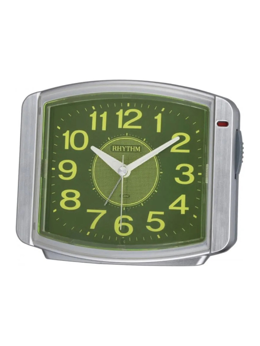 Rhythm Silver Plastic Night Mode Square Battery Analogue Table Clock