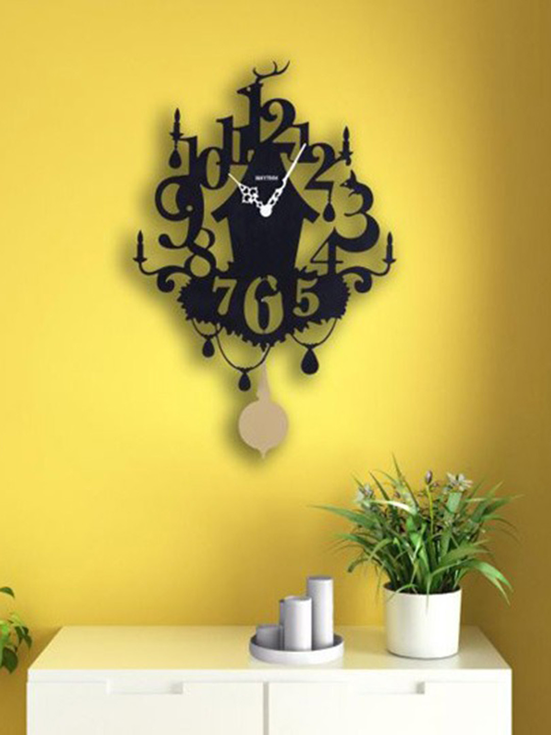 Rhythm Black Contemporary Wall Clock