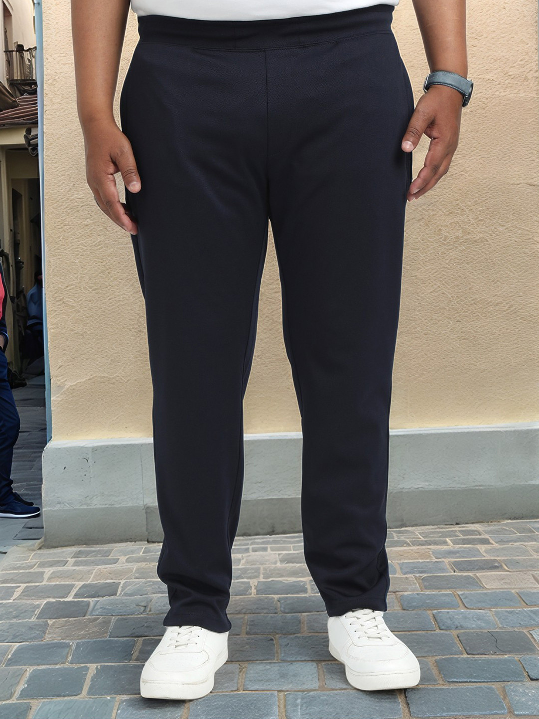 NEVER NEUD Men Slim Fit 4-Way Stretchable Peanut Joggers Trousers