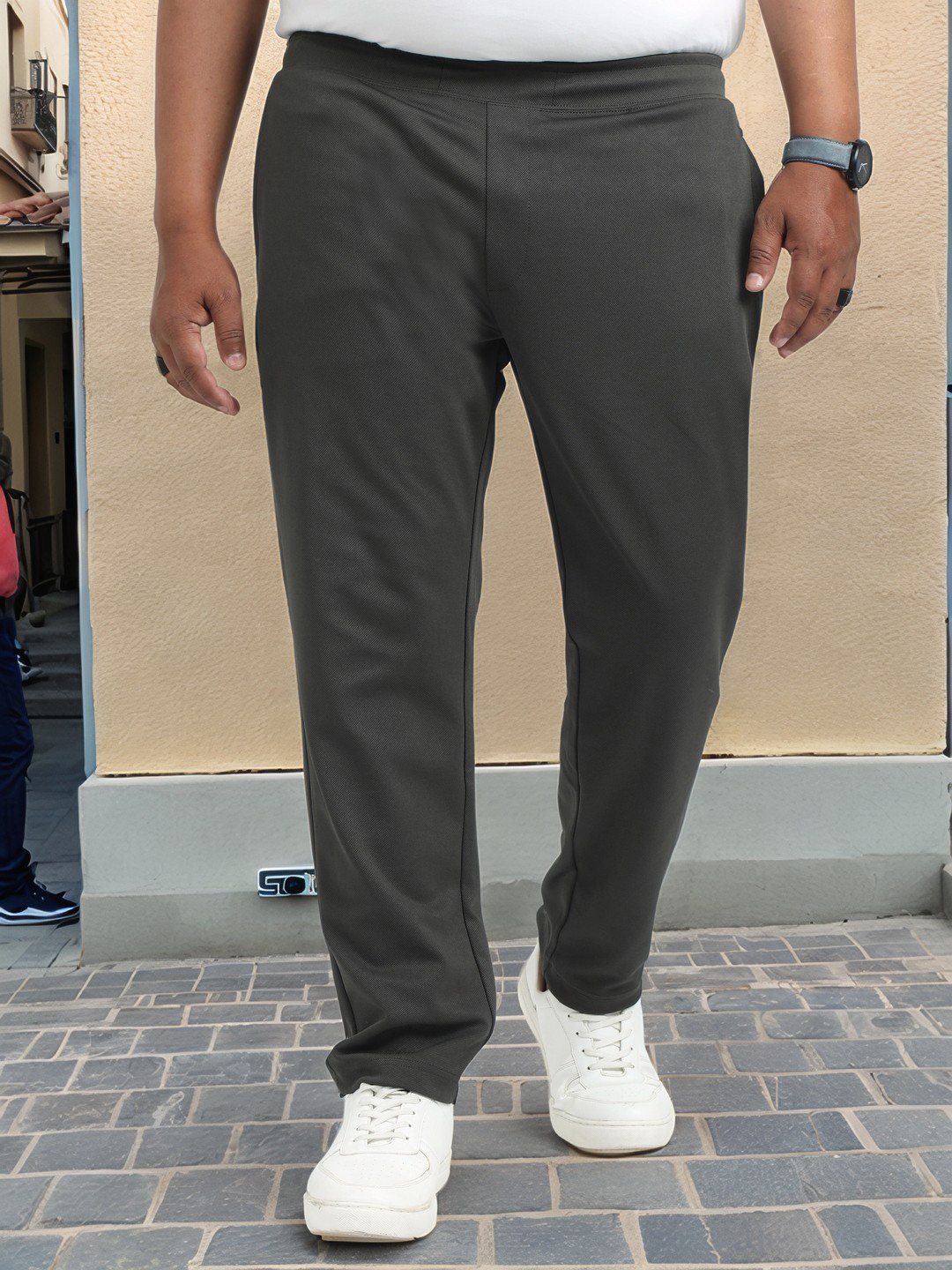 NEVER NEUD Men Slim Fit 4-Way Stretchable Peanut Joggers Trousers