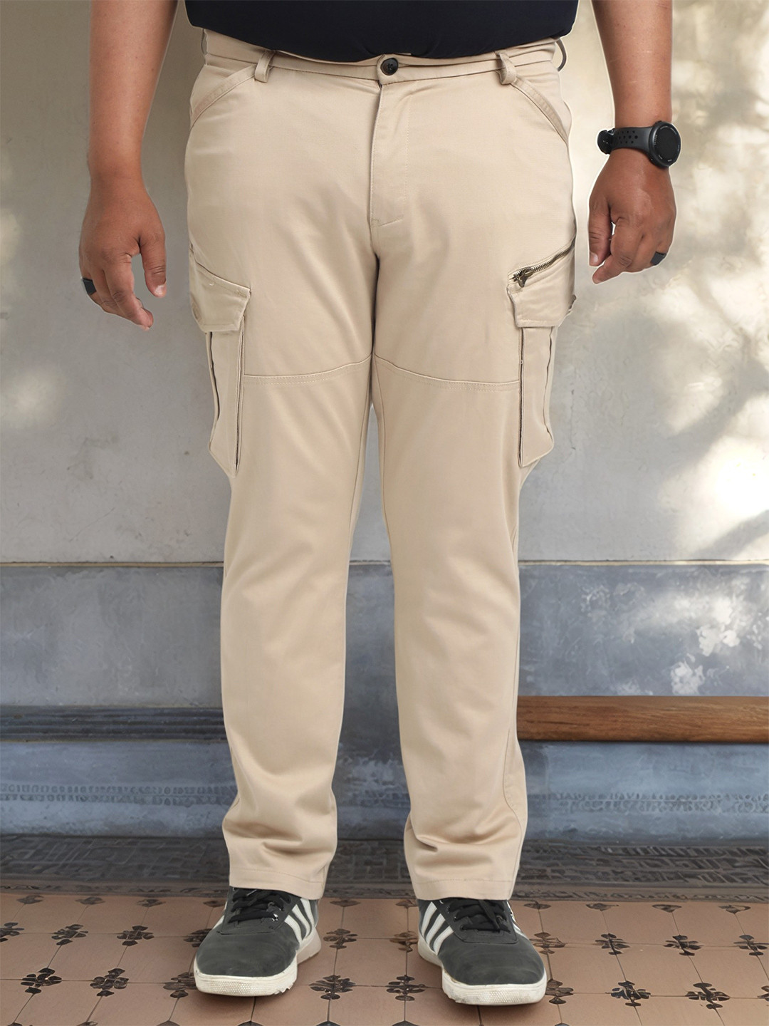 NEVER NEUD Men Plus Size Relaxed Vintage Utility Cargos Trousers