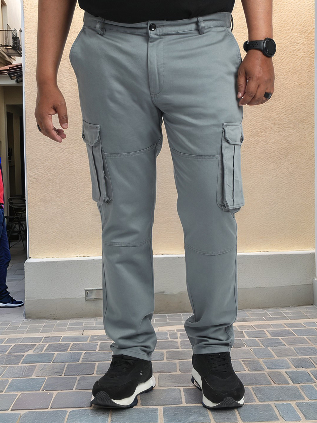 NEVER NEUD Men Plus Size Relaxed Cargos Trousers