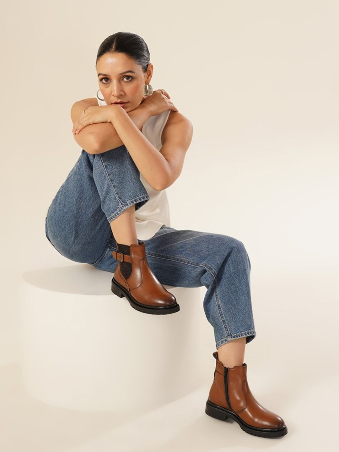 MICHAEL ANGELO Women Casual Block-Heeled Biker Boots