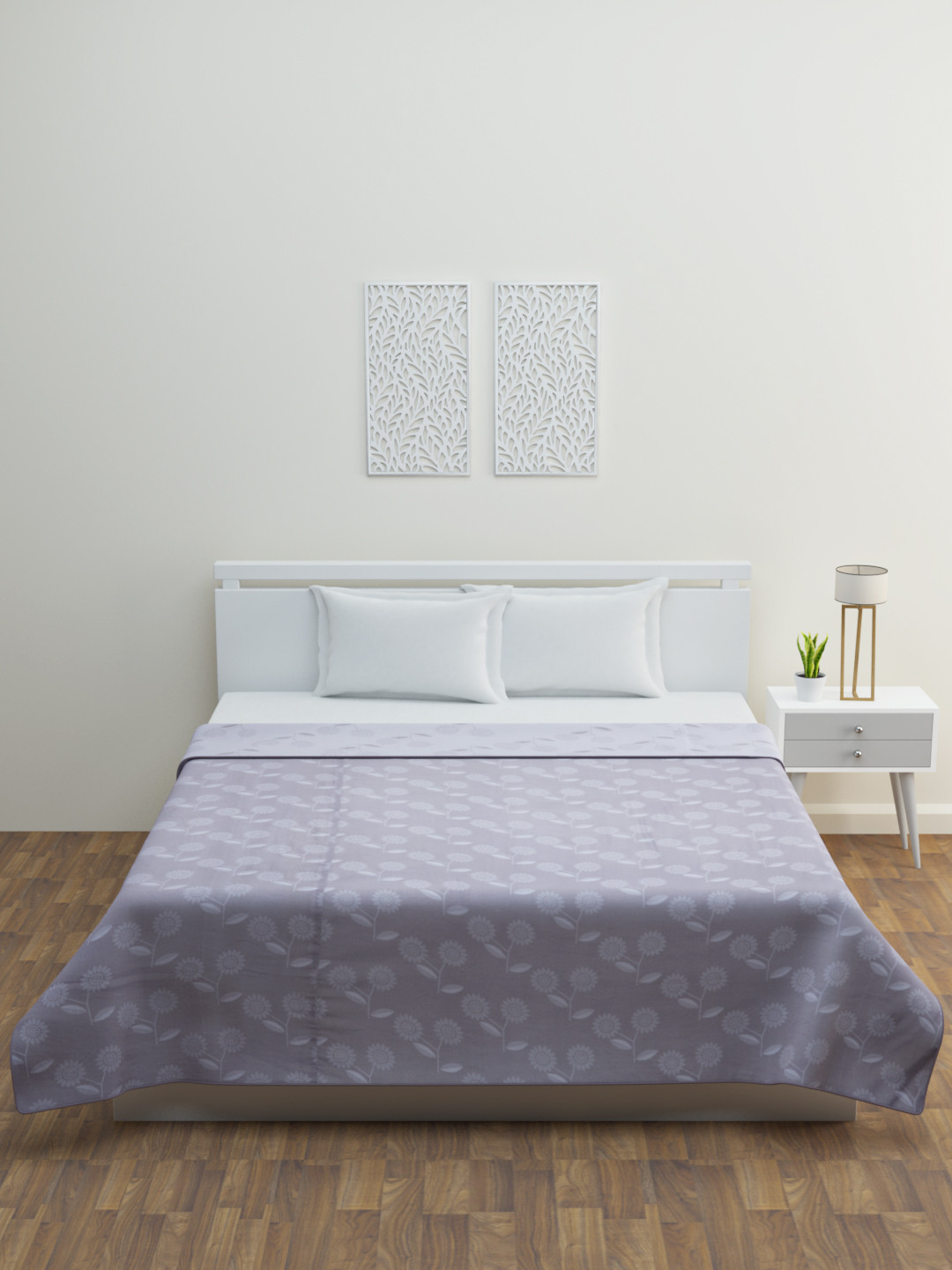 BLUSH Grey & White Geometric Mild Winter 350 GSM Double Bed Dohar