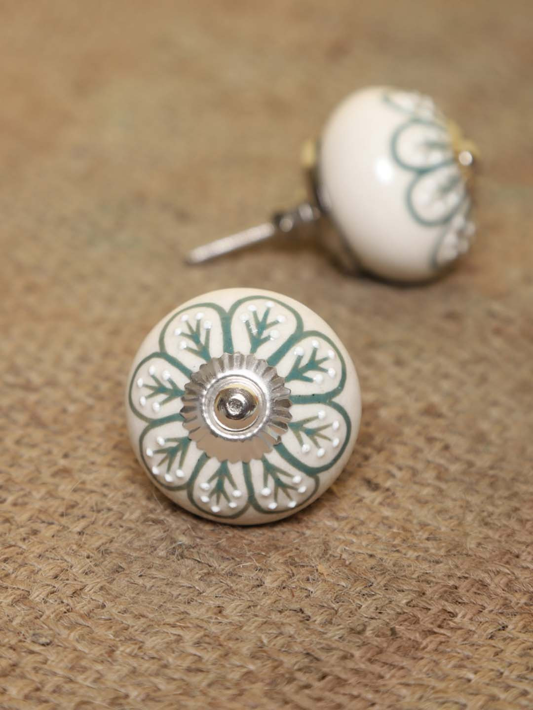 MODEFE Blue & White 6 Pieces Printed Ceramic Door Knobs