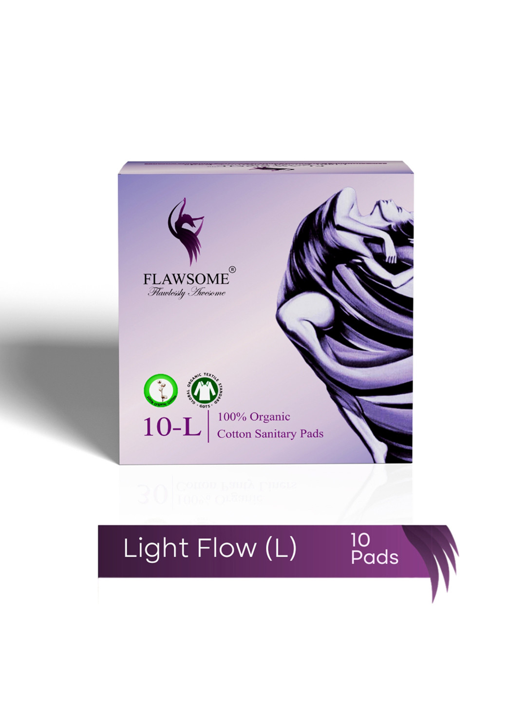 Flawsome Organic Cotton Sanitary Pads- 10 Pad- L
